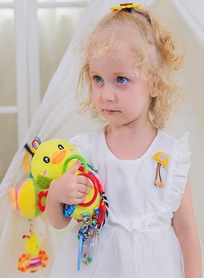 happy monkey Baby Stroller Toy and Car Seat Toy for Infant with Teether Hanging Rattle Toys Soft Plush Baby Toys for Boys and Girls 3-12 Months - Image 4